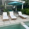 Set of Three (3) Teak Chaise Loungers with Sunbrella Cushions - Image 3