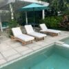 Set of Three (3) Teak Chaise Loungers with Sunbrella Cushions - Image 2