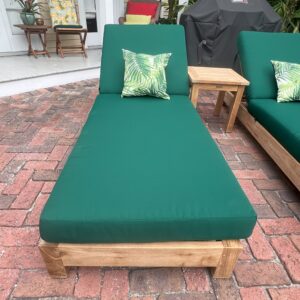 Teak Hollywood Chaise Lounger with Sunbrella Cushions