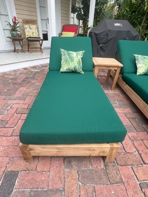 Teak Hollywood Chaise Lounger with Sunbrella Cushions