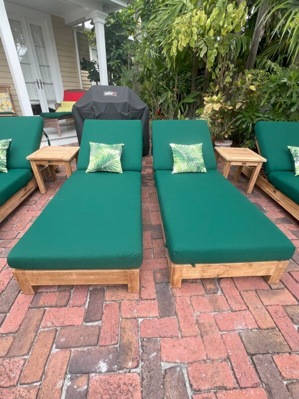 Teak Hollywood Chaise Lounger with Sunbrella Cushions - Image 2